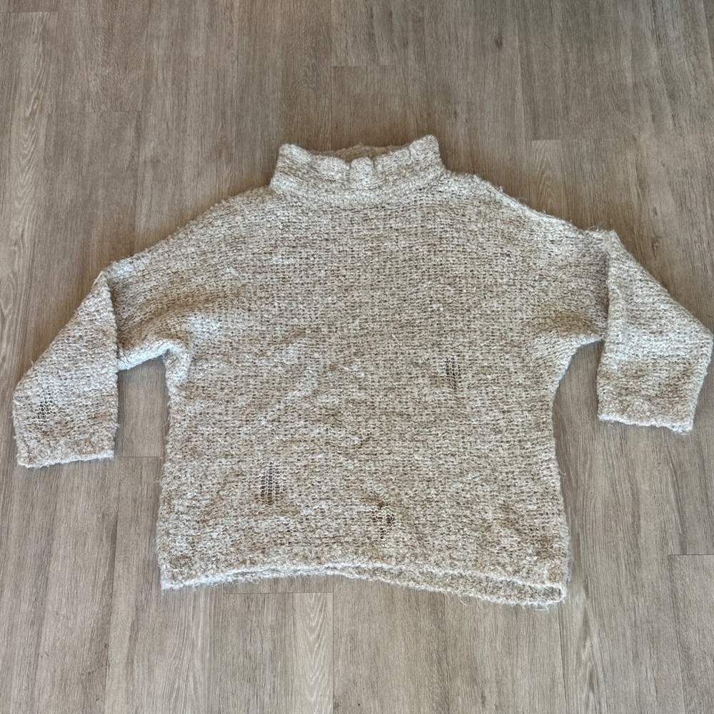 Free People Tan Oversized Alpaca Knit Sweater